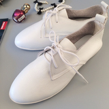 2015新款韩国英伦风真皮小白鞋休闲平底白色单鞋圆头护士鞋女鞋子