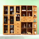 全实木书柜自由组合书橱书架带门柜子柏木书柜储物柜现代实木家具