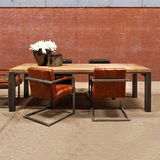 美式金属loft铁艺餐桌实木长方形办公桌会议长桌子工作台咖啡桌椅
