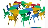 儿童方型拼搭桌椅/幼儿园专用塑料桌椅/进口工程塑料/6张组合