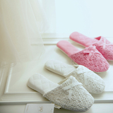 韩国进口  复古水溶蕾丝拖鞋 高端纯棉家居鞋 3色PL01