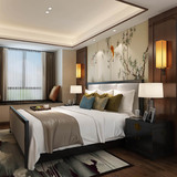 新中式床 后现代简约实木双人床婚床 样板房别墅定制家具
