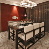 新中式餐桌椅组合 现代中式饭桌一桌六椅整装 餐厅长方形实木餐桌