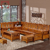 实木沙发组合香樟木沙发多功能转角中式仿古雕花客厅家具