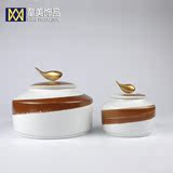 中式陶瓷花器装饰罐摆件工艺品电视柜书房玄关样板房家居软装饰品