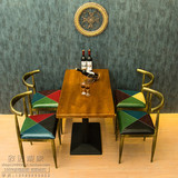 美式loft复古铁艺实木餐椅西餐厅奶茶店甜品店咖啡馆酒吧桌椅组合