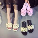 2016新款拖鞋女夏时尚韩版室内可爱学生简约平跟外穿一字拖鞋子潮