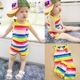 中小童装夏季新款 1-2-3岁韩版男女宝宝儿童男童运动纯棉背心套装