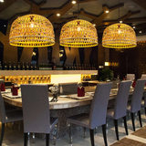东南亚餐厅吊灯 创意个性田园双层竹编灯时尚酒吧吧台灯艺术餐灯