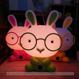 卡通眼镜兔子暖光台灯可爱小兔子插电学生宿舍夜灯儿童卧室床头灯