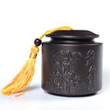 润金茗瓷 精品紫砂茶叶罐 茶罐小号随身陶瓷茶罐紫砂带盖储存罐子