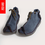 原创春季中国风男鞋花生记民族风官靴中式手工真皮软底休闲单鞋子