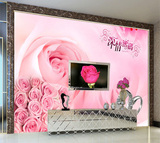 大型壁画现代简约客厅电视背景墙壁纸卧室玫瑰温馨花卉3d立体墙纸