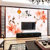 3D中式大型壁画家和富贵蝴蝶花卉客厅电视背景墙纸无缝无纺布壁纸