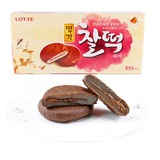 韩国进口零食 LOTTE乐天巧克力打糕派186g/盒 糯米夹心派点心