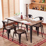 loft复古主题西餐厅餐桌椅组合  美式实木漫咖啡厅餐饮奶茶店桌椅