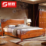 全实木床 白蜡木1.8实木床1.5高箱储物床中式双人实木床 卧室家具