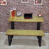 美式复古简约长条桌会议桌长方形电脑桌实木长条办公办公桌椅组合