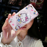 桃心化妆镜苹果6s手机壳日韩镜子iphone6plus卡通KT苹果6s保护套