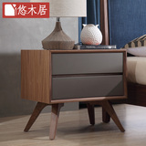 北欧宜家床头柜现代简约实木床头柜日式韩式床头柜黑胡桃木储物柜