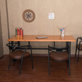 美式办公桌铁艺实木餐桌原木会议桌长方形书桌电脑桌多功能工作台