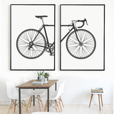 自行车 现代简约自行车双联装饰画 客厅挂画餐厅壁画