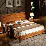 雕花全实木床双人1.5米1.8米低箱储物床简约新中式卧室家具实木床