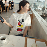 夏季米老鼠印花大码宽松米奇t恤女短袖卡通动漫图案韩国半袖上衣