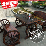厂家促销防腐木餐桌椅户外实木碳化木酒吧桌椅庭院双人车轮桌椅
