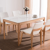 全实木餐桌现代大理石餐桌椅组合小户型餐台水曲柳北欧餐桌长方形