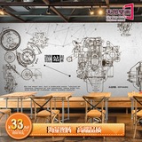 工业风汽车零件墙纸3D金属机械主题餐厅背景KTV咖啡厅休闲吧壁纸