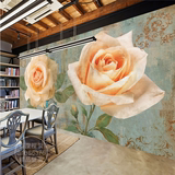 3D欧式手绘玫瑰电视背景墙纸5D复古田园花卉客厅卧室壁画酒店壁纸