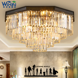 餐厅客厅卧室灯创意别墅美式复古铁艺美式欧式多边形水晶吸顶灯