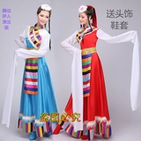 新款 藏族舞蹈演出服女/女水袖藏族舞蹈服装高档藏服新款装特价
