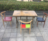 牛角椅实木椅子现代简约咖啡厅桌椅甜品西餐厅奶茶店餐饮桌椅组合
