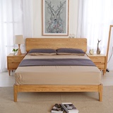 北欧床橡木床1.8米北欧实木床1.5米简约现代黑胡桃木床特价拼接床