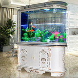 欧式生态鱼缸子弹头水族箱玻璃屏风隔断带鞋柜吧台1.2 1.5 免换水