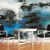 手绘抽象水墨山水墙纸 餐厅电视背景墙壁纸 客厅定制艺术个性壁画