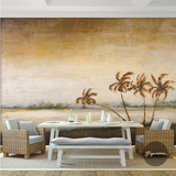 手绘地中海复古怀旧创意油画墙纸  餐厅酒店背景墙壁纸 定制壁画