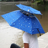 双层防风钓鱼伞帽 头戴雨伞 防晒 折叠雨伞帽 钓鱼帽遮阳渔具用品