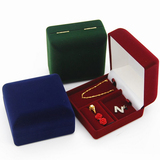 高级植绒布珠宝首饰玉器礼品套装绒布盒婚庆三件套包装盒韩版正品
