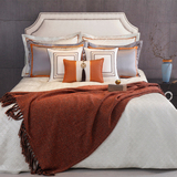 元熙壹品 现代/新中式样板房/床上用品白色回纹间棉橘色系列套件