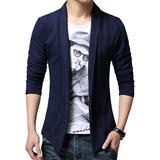 2016春新款韩版男长袖T恤青少年纯色假两件针织打底衫开衫上衣潮