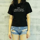 openlady2016夏季新款韩版休闲百搭修身纯色字母短袖T恤女装白色