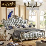 古卡罗家具奢华欧式床新古典公主双人床全实木雕花法式真皮卧室床
