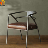 铁艺家具餐椅铁艺坐垫椅子時尚休闲椅奶茶咖啡店椅创意铁艺靠背椅