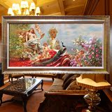 高档欧美式客厅有框装饰画纯手工人物人体天使孔雀花卉油画