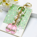 韩国创意礼品可爱水钻镶钻情侣小鞋子汽车钥匙扣女包挂件饰品链圈