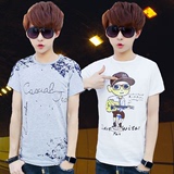 夏季中学生韩版修身短袖t恤上衣服男青少年t血潮流纯棉半袖半截袖