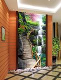3D山水玄关背景装饰壁画 玄关壁纸高山流水客厅过道走廊竖版墙纸